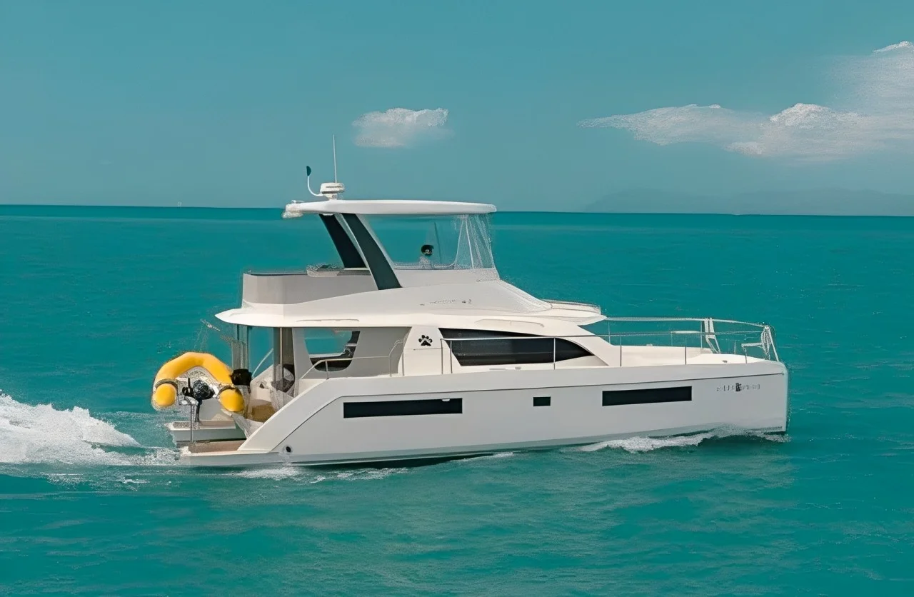 Side view of the 43 Leopard yacht chartering in Miami