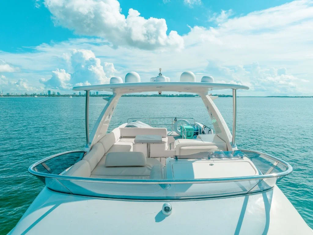 Deck area of the 60 Azimut with comfortable seating