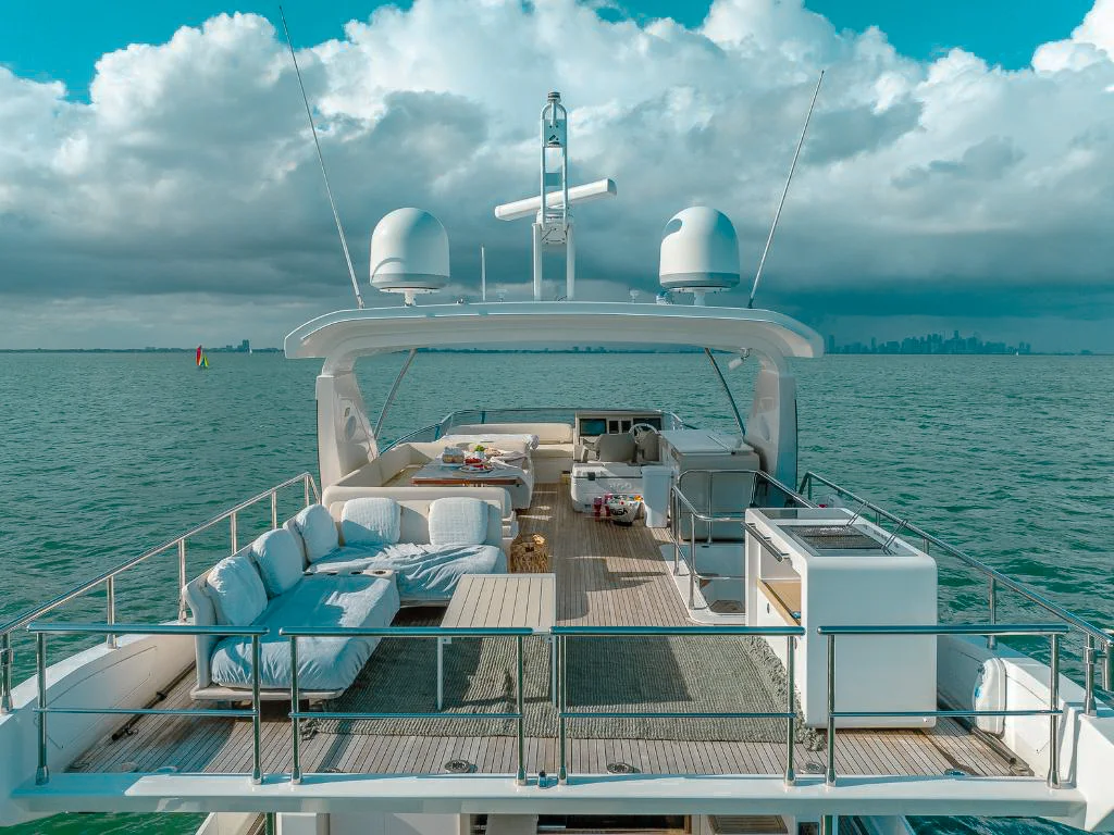 A group enjoying the deck of the 75 Azimut
