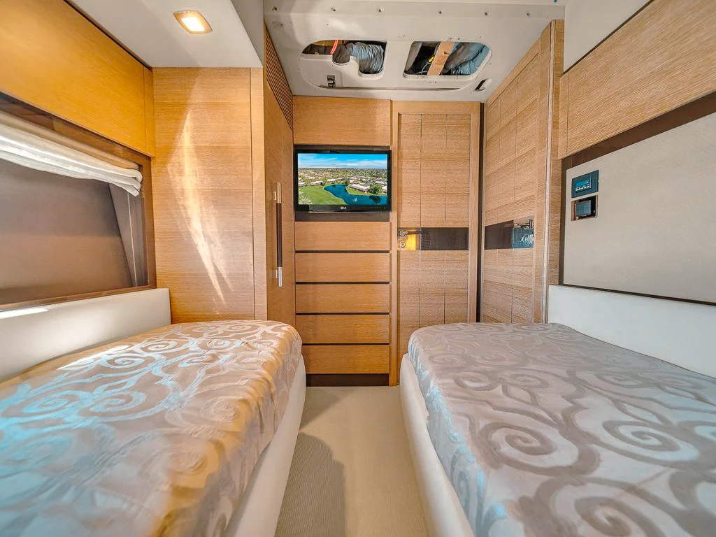 Luxurious master cabin of 70 Azimut II yacht