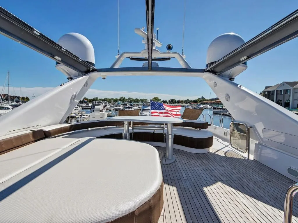 Another view of the spacious outdoor deck on the 85 Azimut
