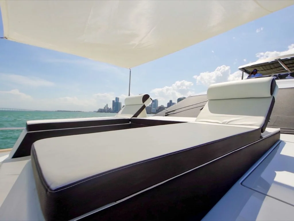 Spacious deck area on the 85 Azimut yacht perfect for dining
