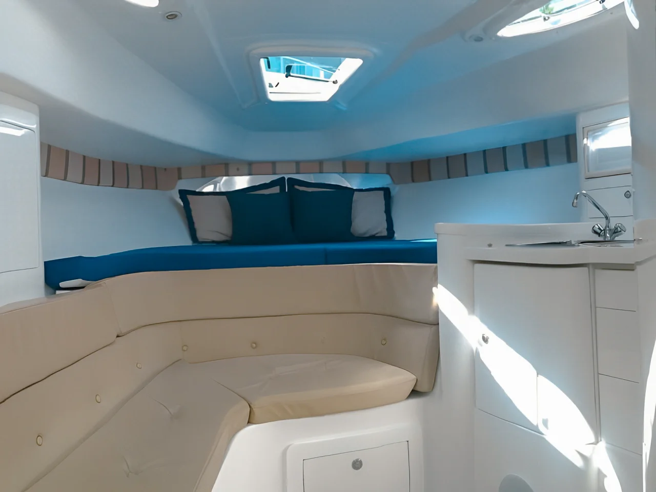 Master cabin inside the 35 Intrepid yacht