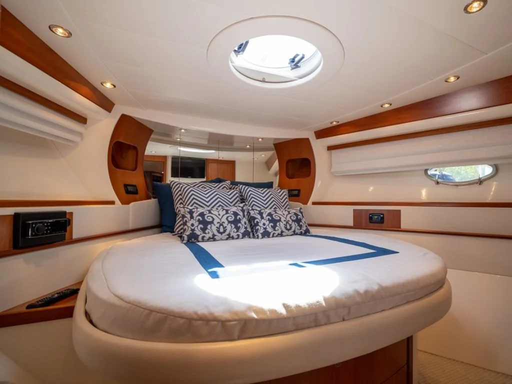 Comfortable twin cabin with modern finishes on the 50 Pershing