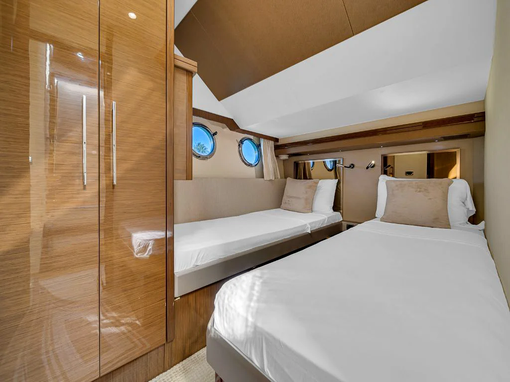 Comfortable master cabin in the 68 Marquis yacht