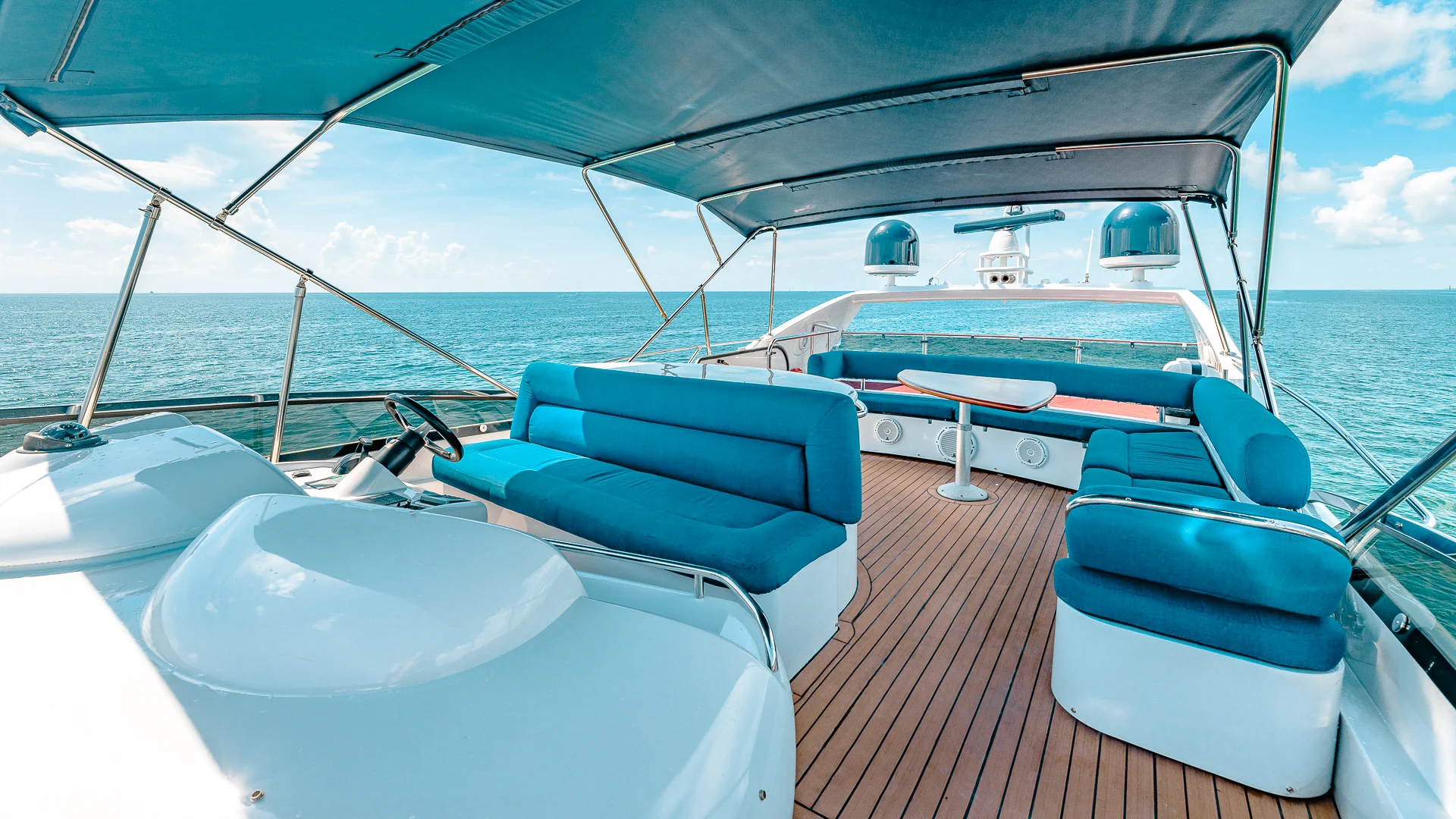 Sunpad area on the bow of the 80 Sunseeker yacht