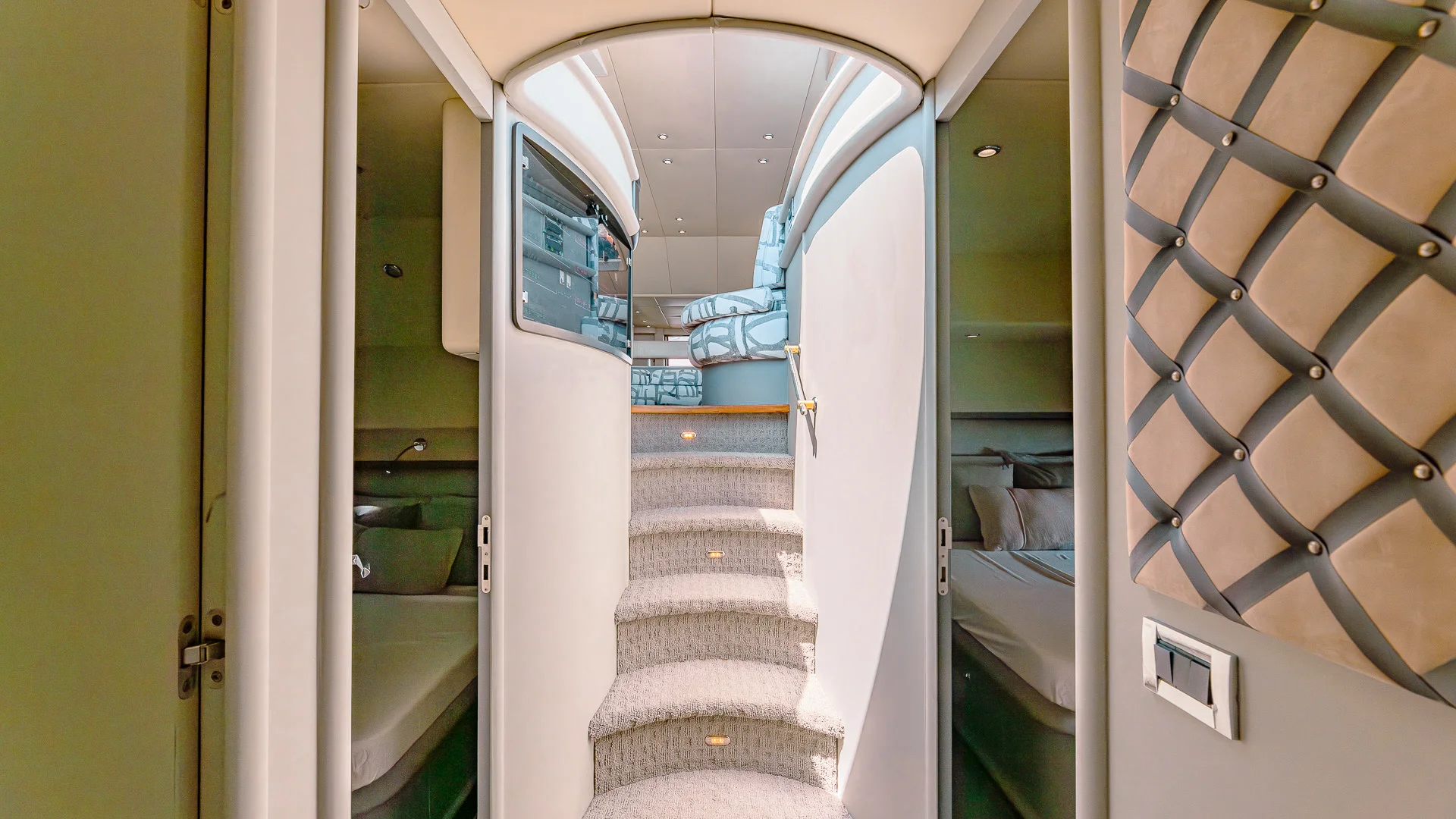 Master cabin interior of the 80 Sunseeker yacht