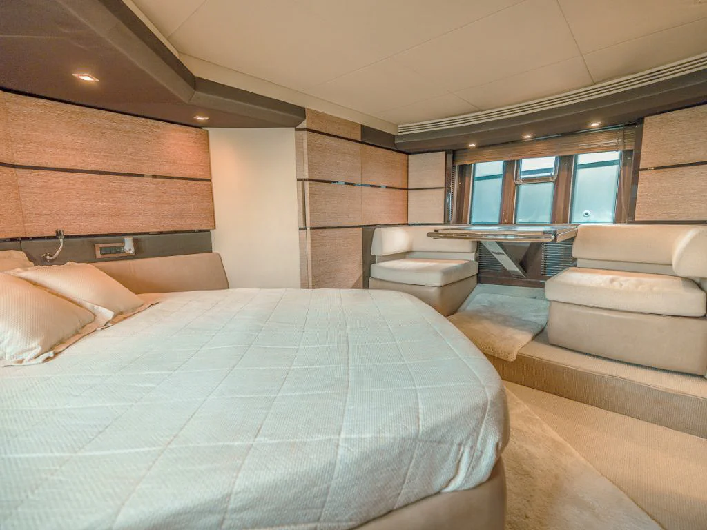 Interior view of a comfortable cabin on the 55 Azimut IV