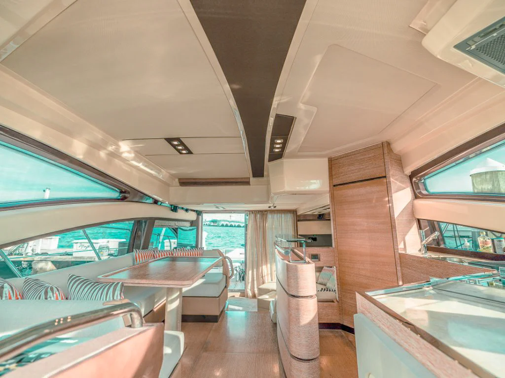 Comfortable interior lounge area on the 55 Azimut IV