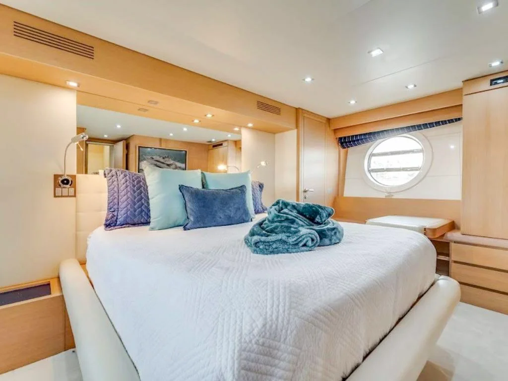 Master cabin inside the 75 Aicon yacht