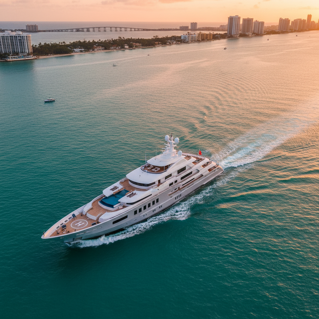 Luxury South Florida yacht charter with guests enjoying swimming and water sports activities