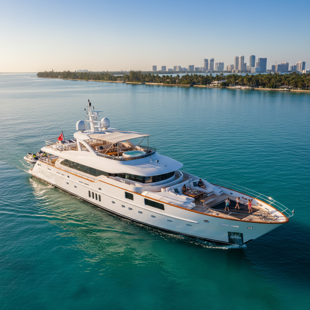 Family enjoying a luxury yacht vacation in sunny South Florida