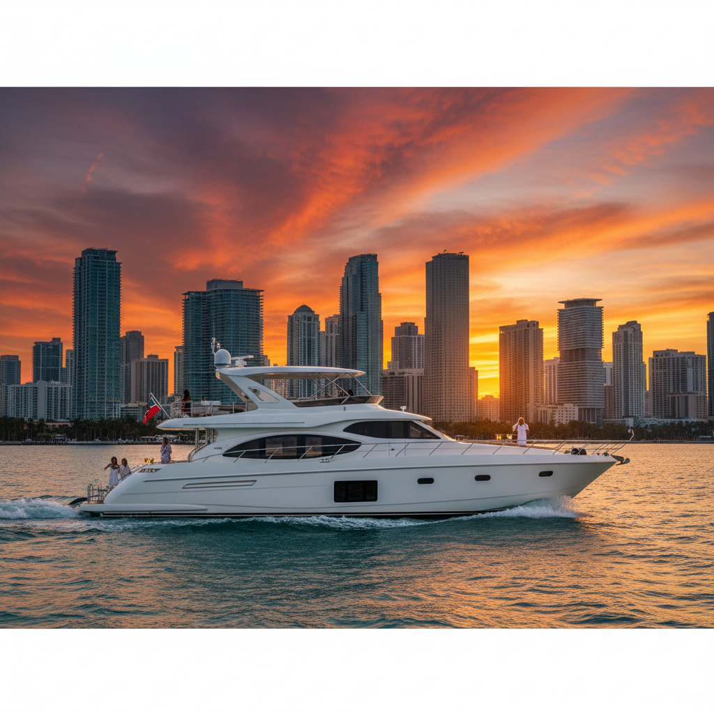 Couple on a luxury yacht charter in Miami enjoying the ocean view