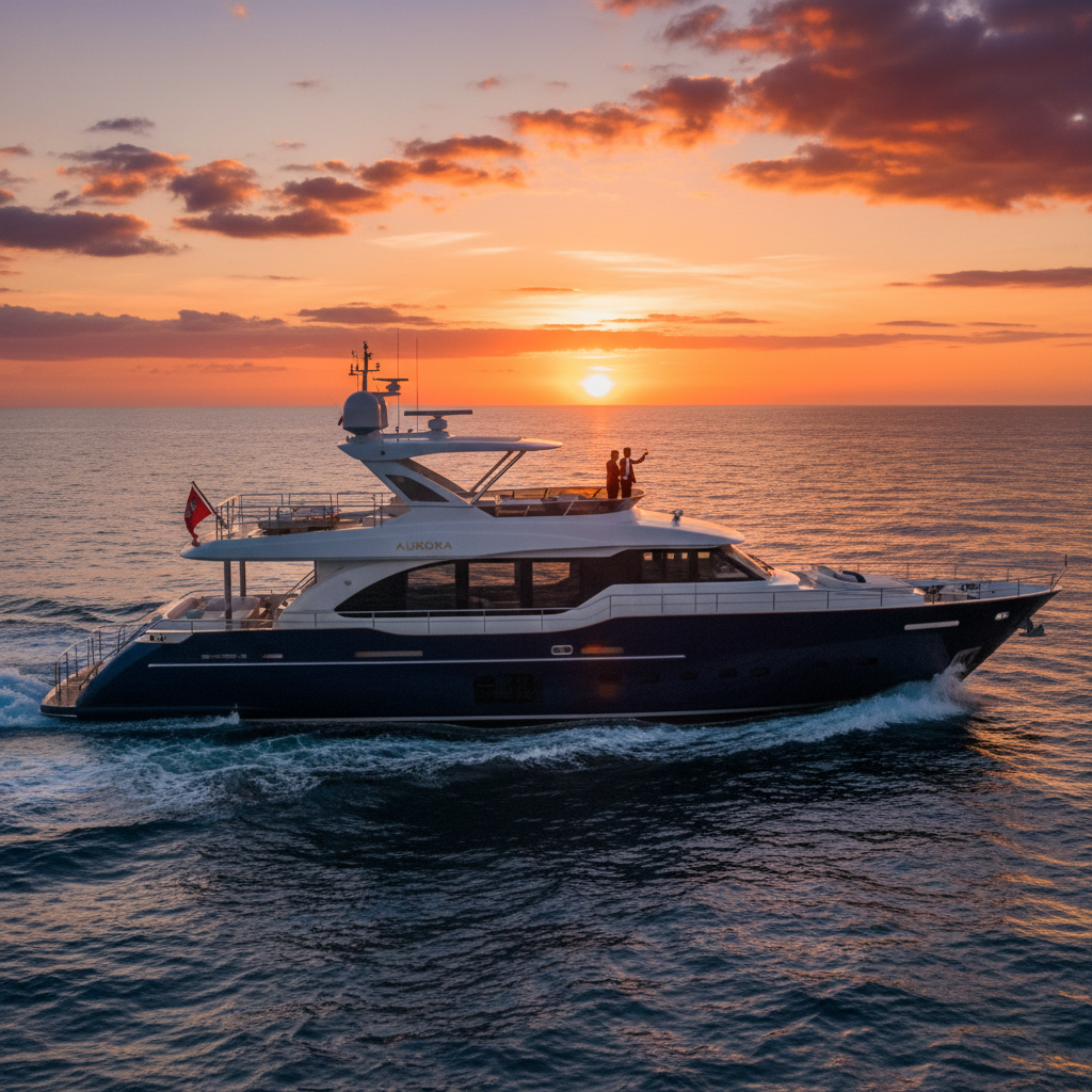 Luxurious yacht docked in a clear turquoise bay, representing yacht charter cost information