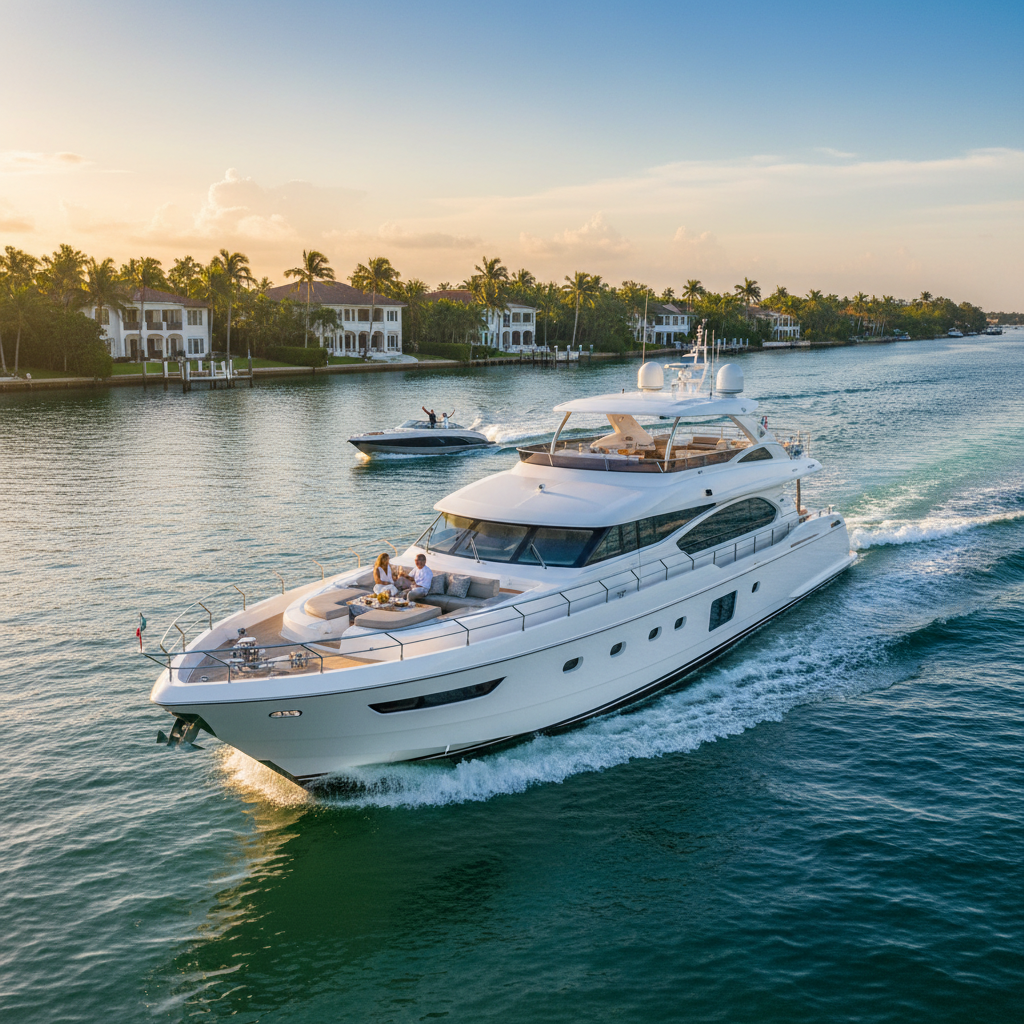 Luxury yacht sailing from Fort Lauderdale to the beautiful islands of the Bahamas.