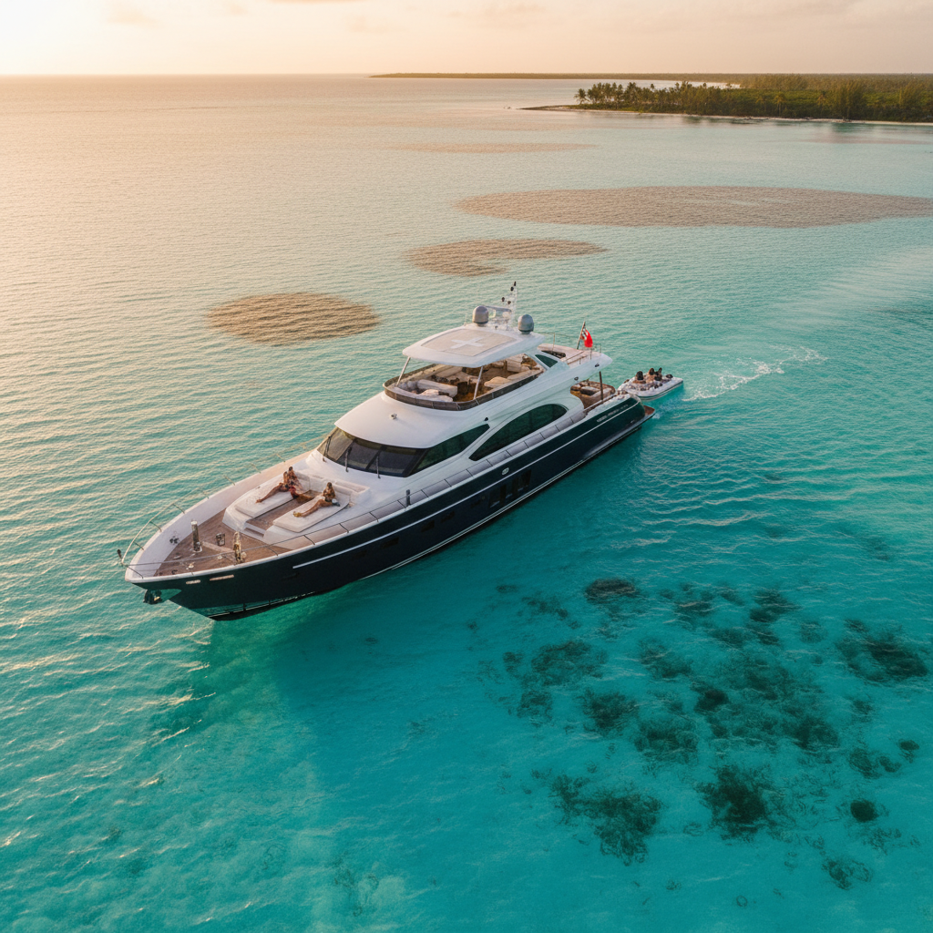 Luxury yacht charter in the Bahamas for a large group of 25 guests on dual vessels.