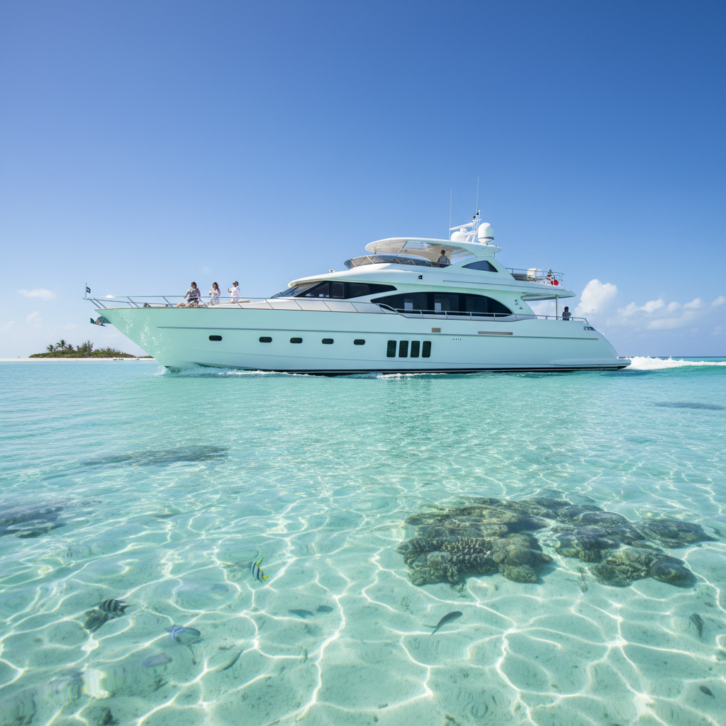 Luxury yacht charter in the Bahamas with a jet ski ready for adventure