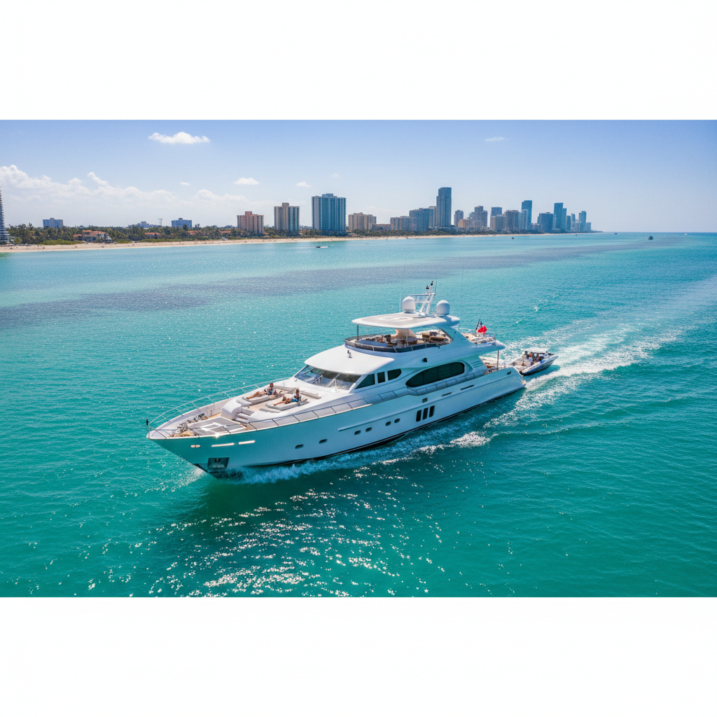 Luxury 72' Sunseeker yacht charter in Miami, South Florida with crew.