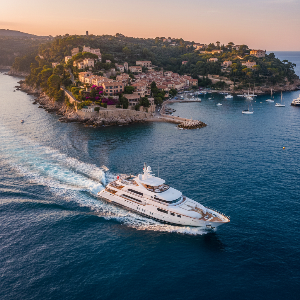 Luxury all-inclusive yacht charter exploring beautiful coastline of the French Riviera, France