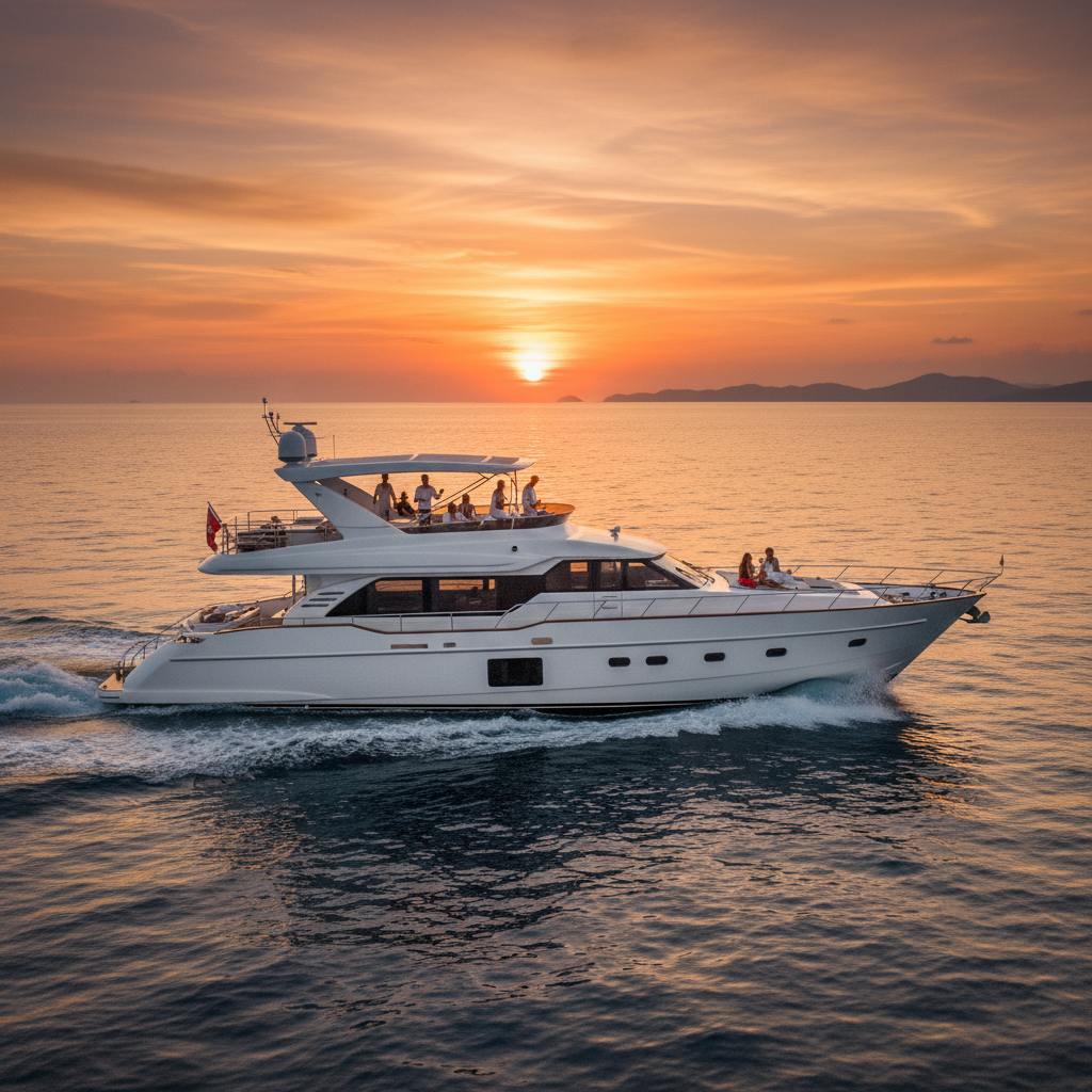 Luxury yacht deck with guests enjoying a scenic view, adhering to the 13-person limit.