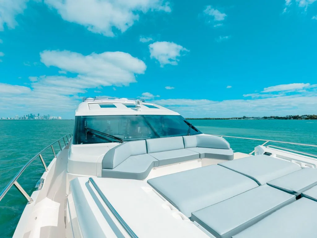 Stern of the 74 Princess yacht with water toys