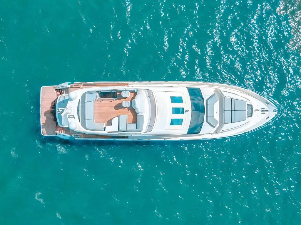 Exterior view of the 74 Princess yacht in Miami
