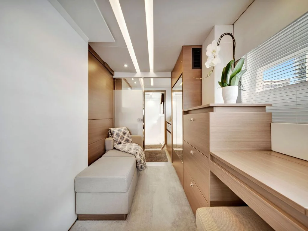 Comfortable double cabin on the 60 Leopard yacht