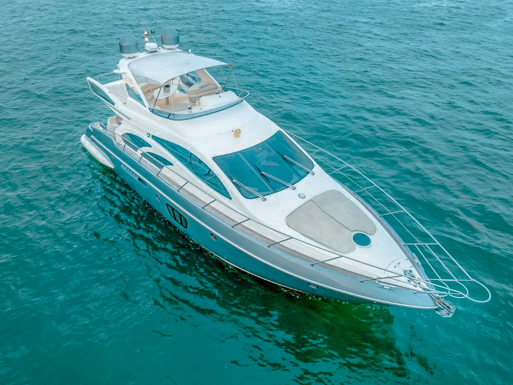 Stunning 57ft Azimut yacht ready for charter in beautiful Miami waters.