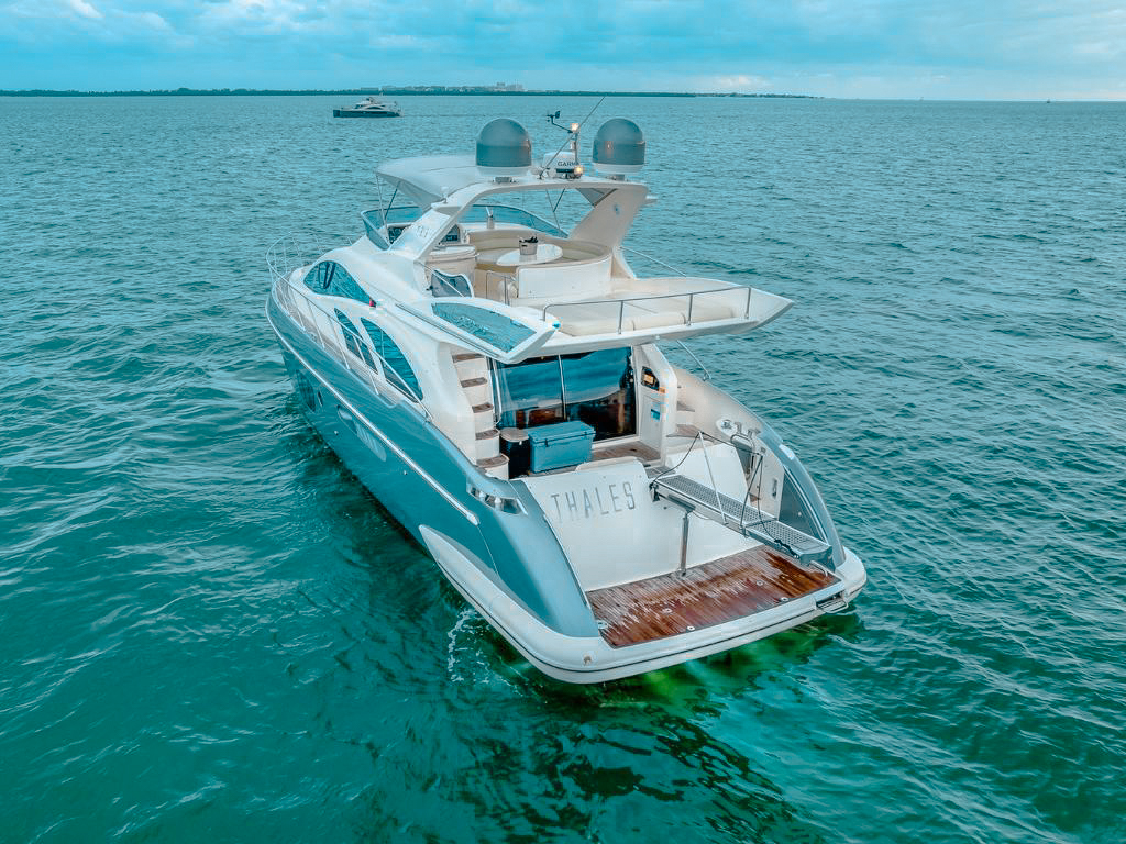 Stern view of the 57 Azimut yacht with tender