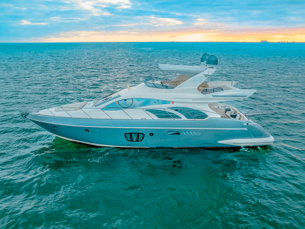 Aft deck of the 57 Azimut yacht with comfortable seating