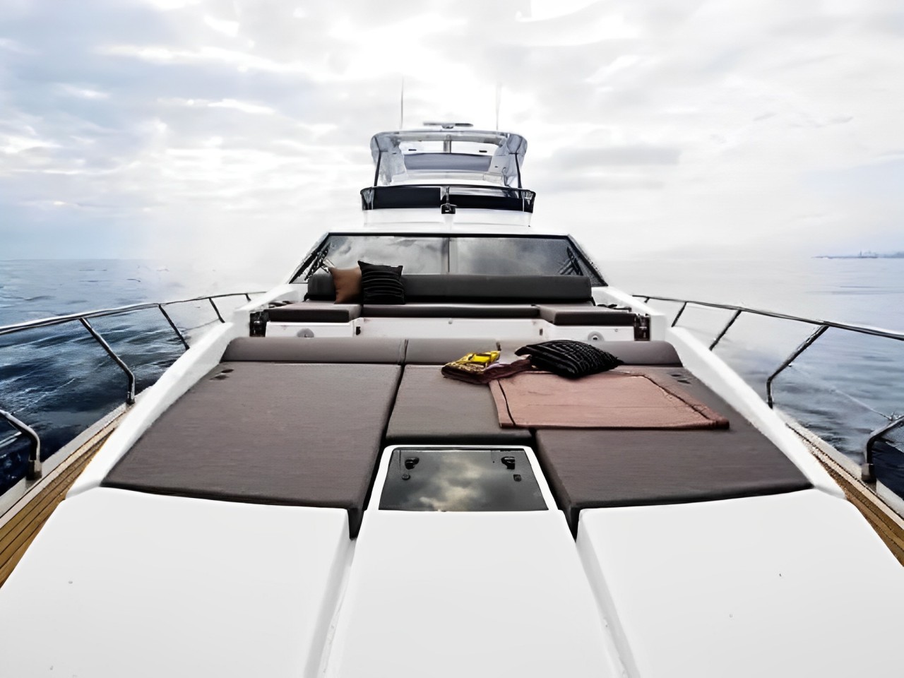 View of the 68 Azimut II yacht near Miami skyline