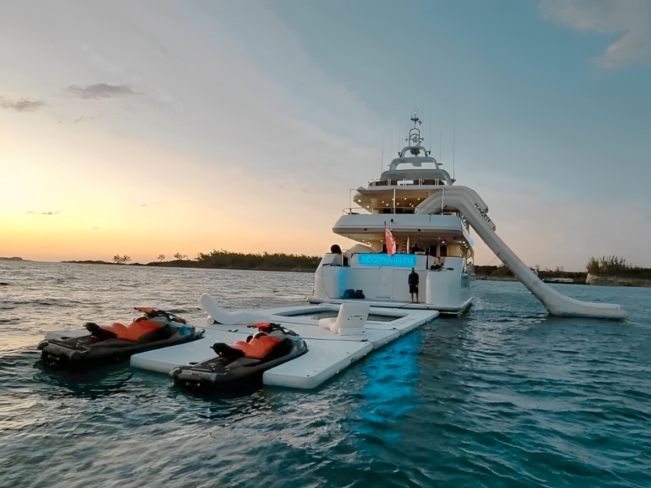 136 Intermarine Savannah yacht with a view of the bow and surrounding ocean