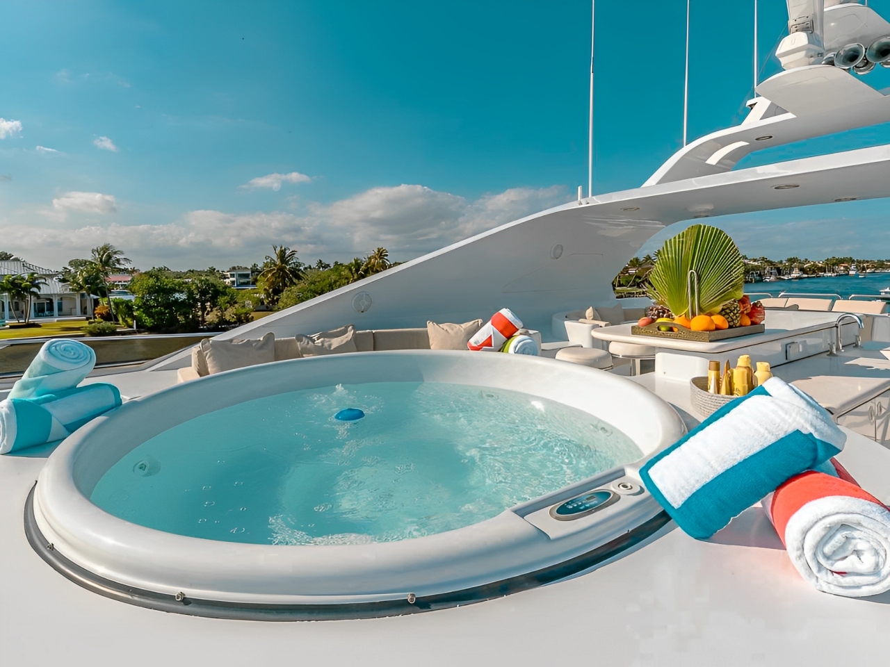 Water slide in action from the 136 Intermarine Savannah yacht