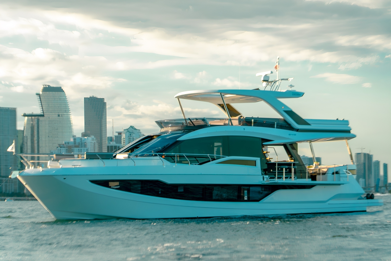 Brand new 68ft Galeon yacht 'Don't Tell Mom' cruising Miami waters
