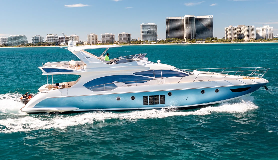 Newly listed 70ft Azimut II yacht ready for your Miami yacht charter adventure.