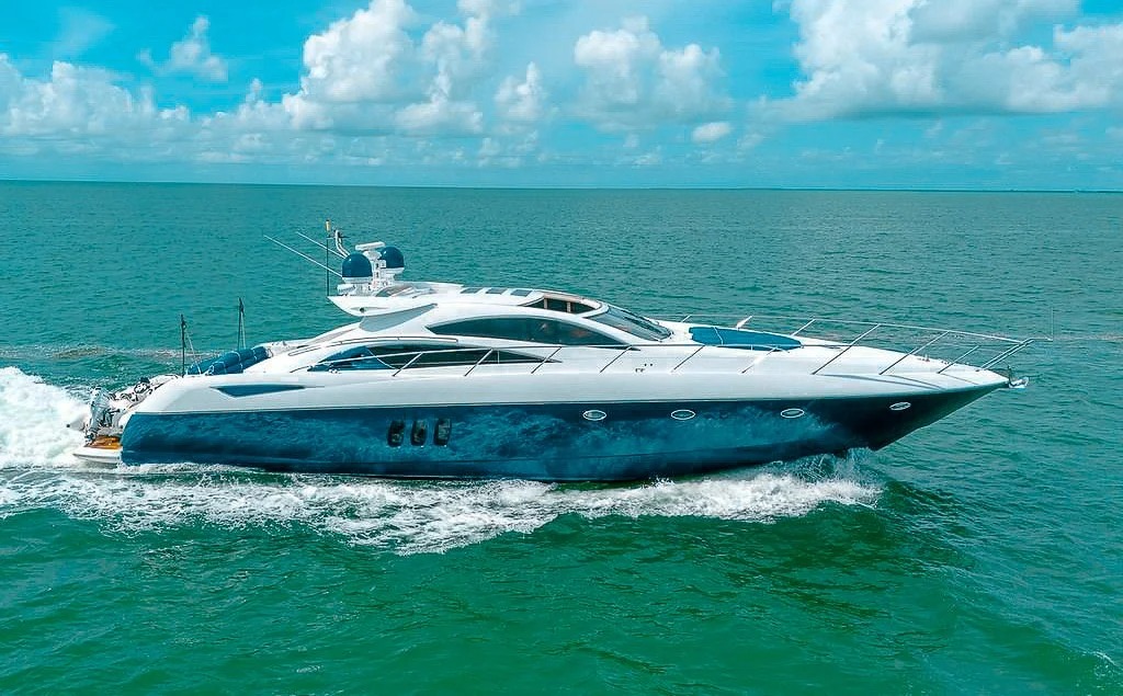 Exterior view of the 72 Sunseeker II yacht cruising on the water