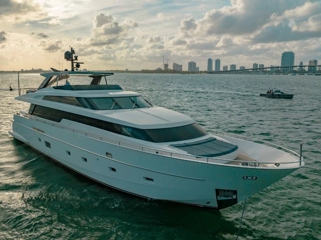 Exterior view of the 97 San Lorenzo yacht in Miami