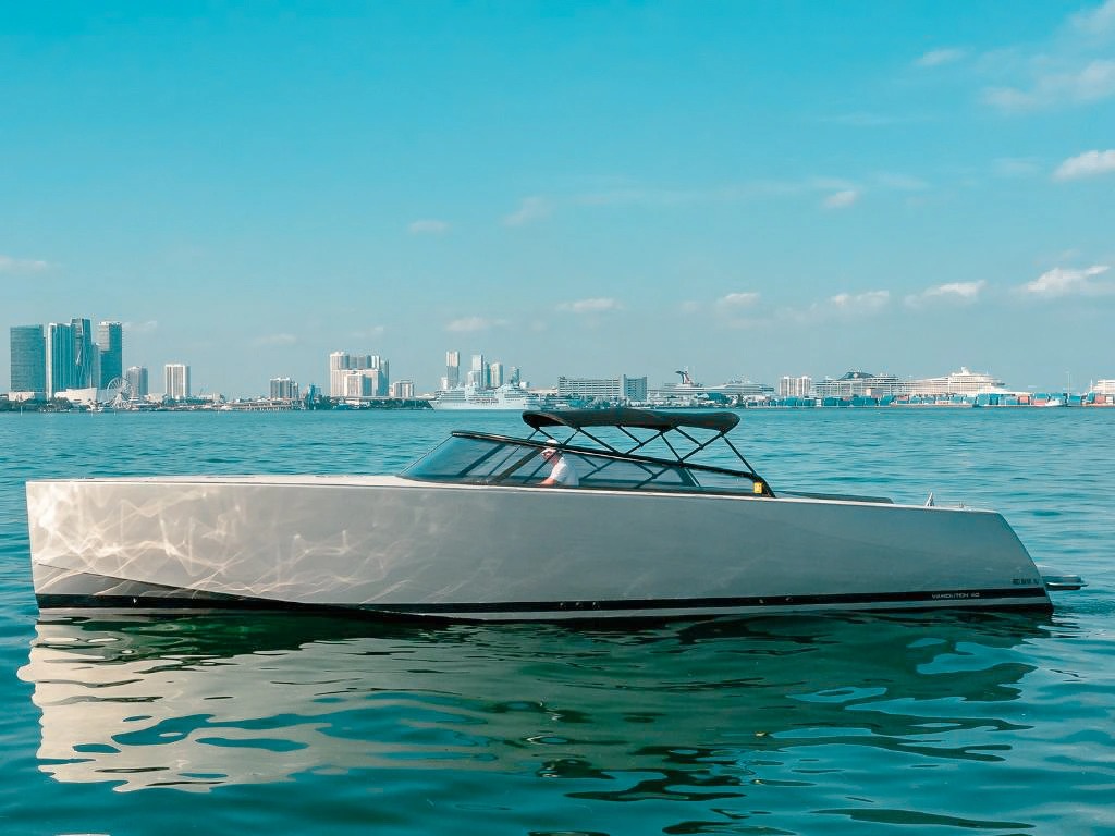 Exterior view of 40 Vandutch IV yacht cruising in Miami