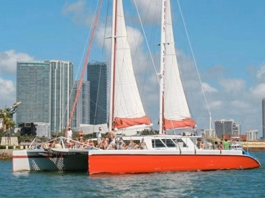 Exterior view of the 80 Sailing yacht cruising in Miami