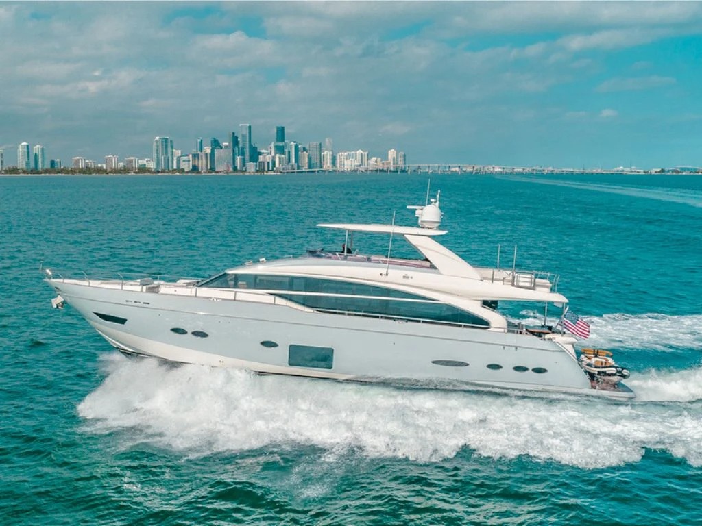90 Princess yacht exterior cruising in Miami