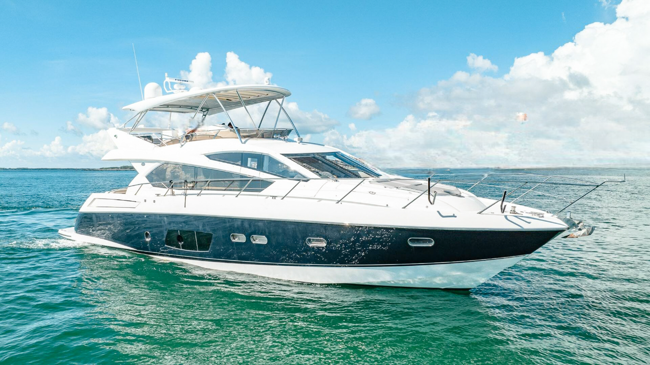 Exterior view of 70 Sunseeker II yacht cruising in Miami