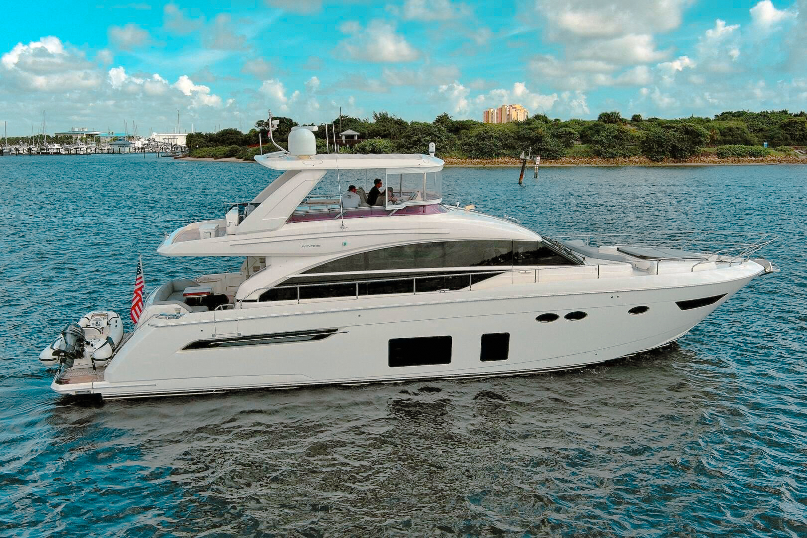 68 Princess yacht cruising in Miami waters