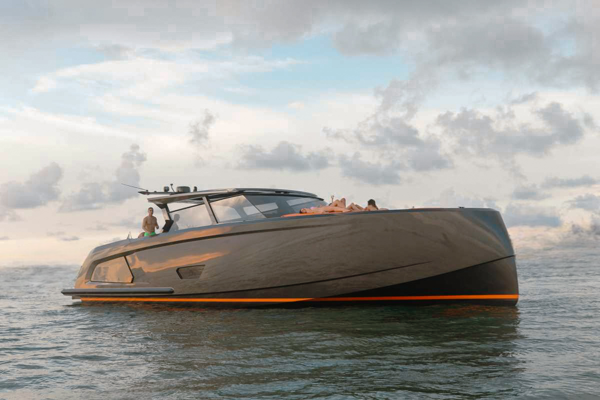 58 Vanquish II modern motor yacht with jet ski for charter in Miami