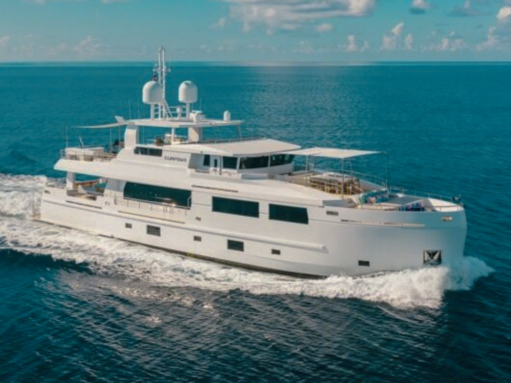 104 Mengi Yay superyacht with wide decks for charter in The Bahamas