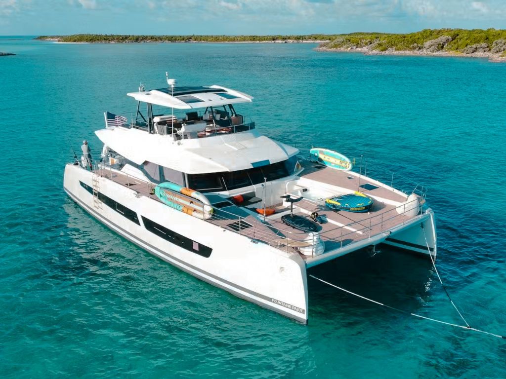 67 Fountaine Pajot catamaran with jacuzzi for private charter in The Bahamas