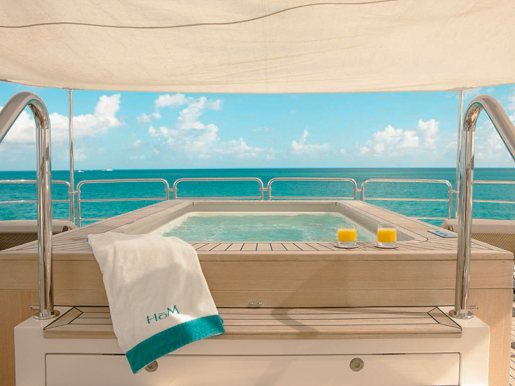 Relaxing lounge area on the deck of the 143 Benetti yacht