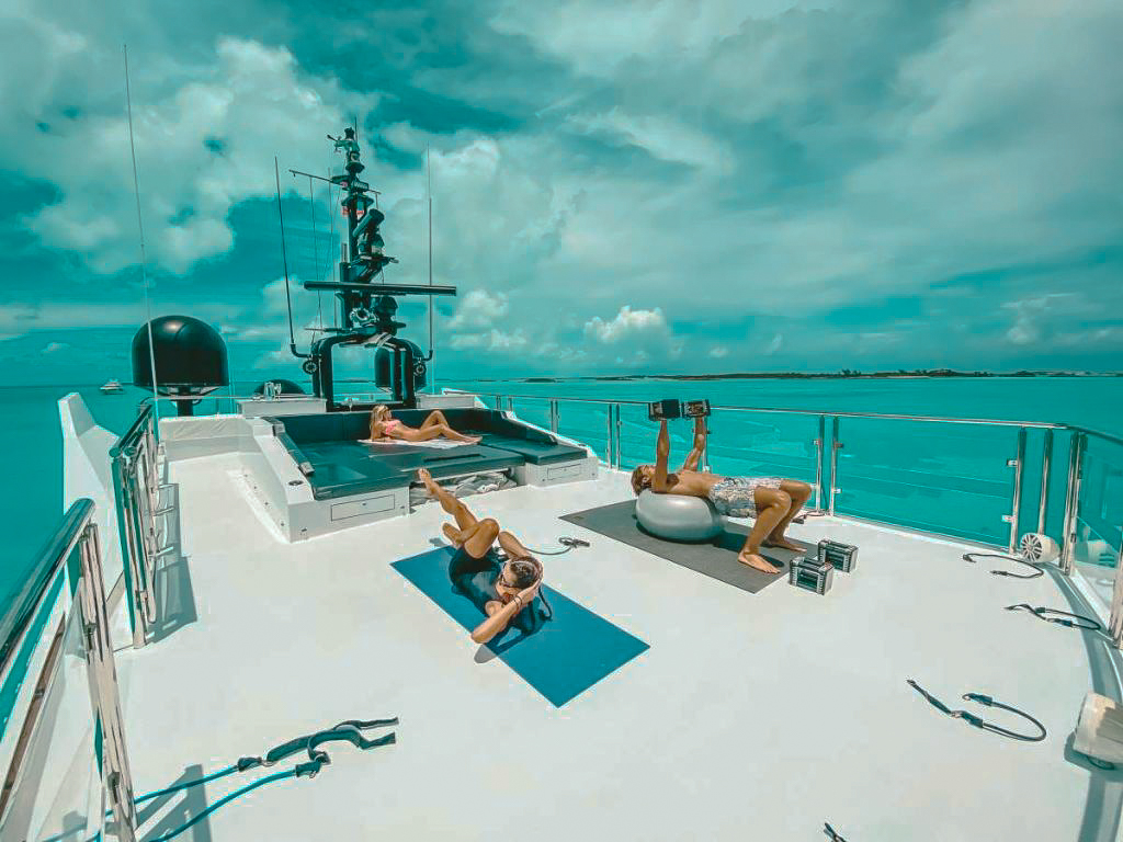 Interior salon of 128 Oceanfast yacht