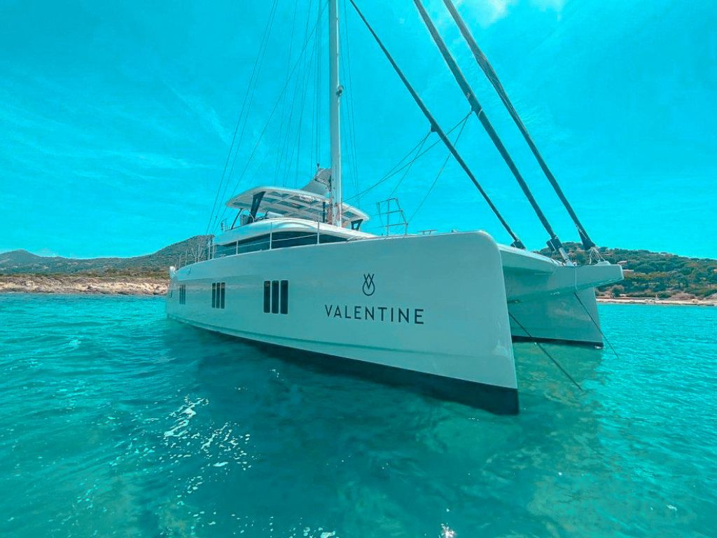Exterior view of 60 Sunreef yacht at anchor