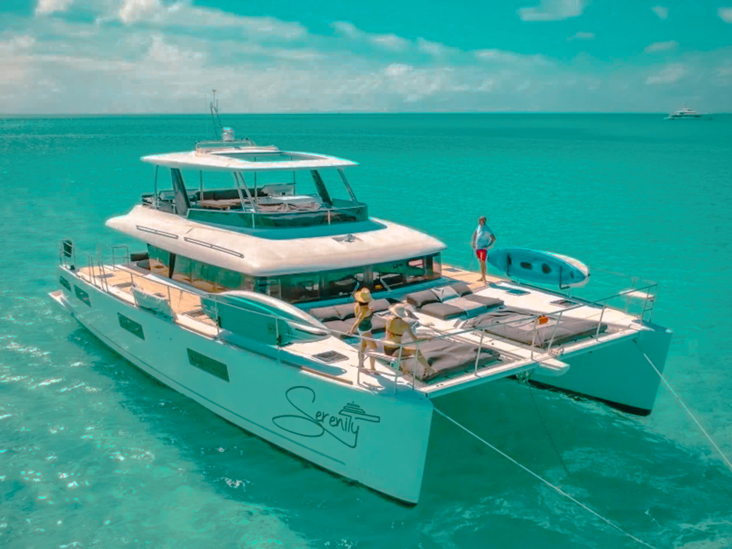 Aft deck lounge area on 64 Lagoon II yacht