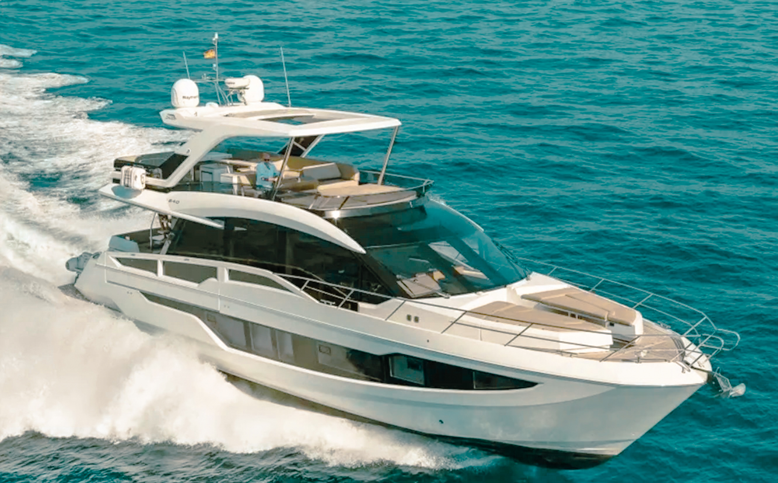 68 Galeon motor yacht with beach club for charter in The Bahamas